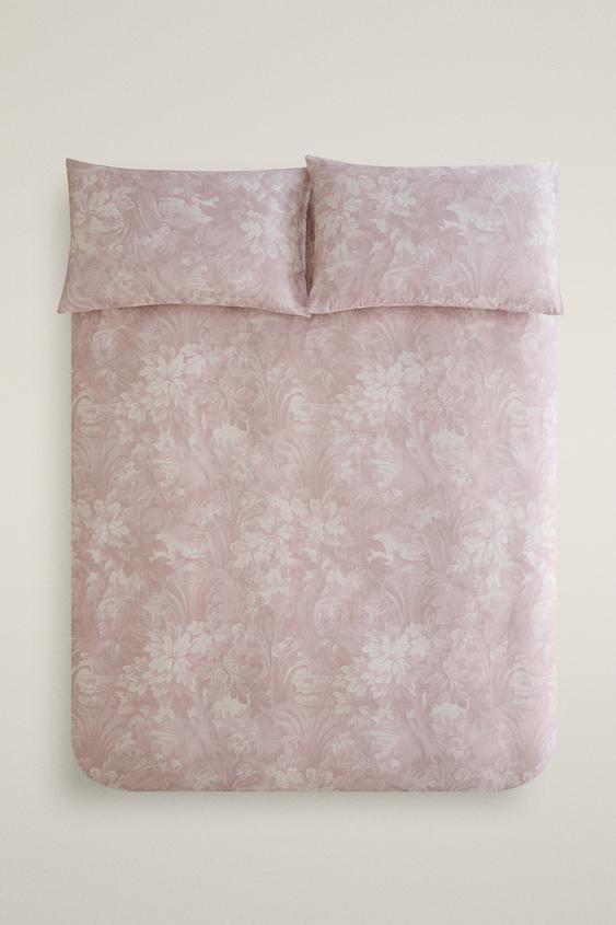 DUVET COVER WITH FLORAL AND BRANCH PRINT - Light pink by Zara - Image 0
