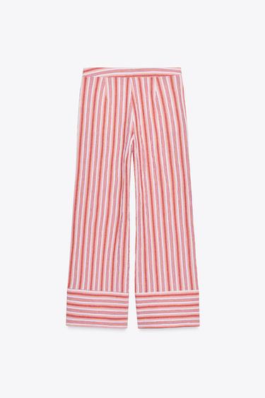 PANTALON RUSTIQUE LARGE RAYÉ - Multicolore de Zara - Image 6