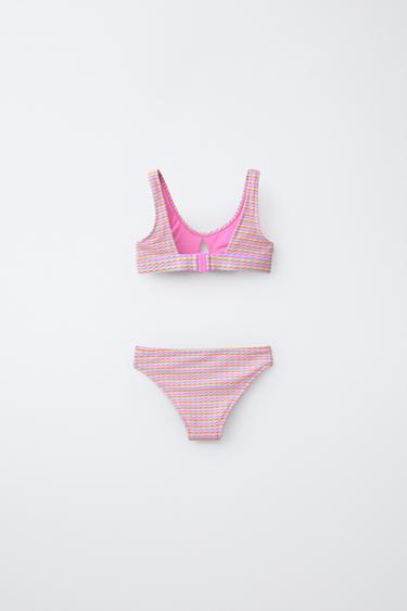 6-14 ANS/ BIKINI RAYURES STRUCTURÉ - Fuchsia de Zara - Image 1