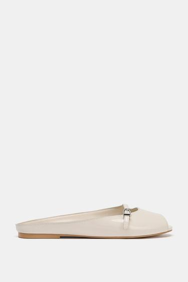 FAUX-PATENT FLAT SLINGBACK BALLERINAS - white by Zara - Image 0