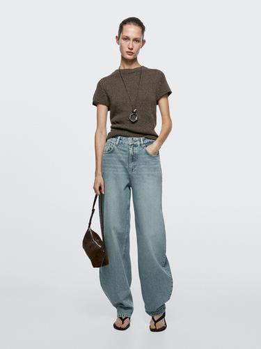 Zara High-waist barrel fit jeans - Aquamarine