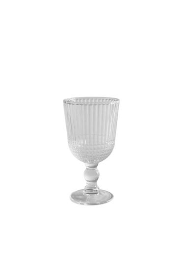 WINE GLASS WITH RAISED GEOMETRIC DESIGN - Transparent by Zara