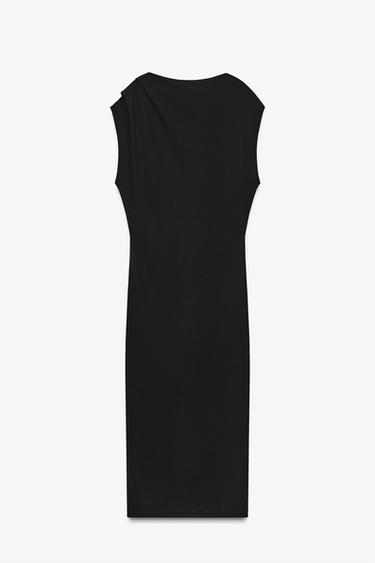 Zara LONG DRAPED DRESS - Black - Image 0