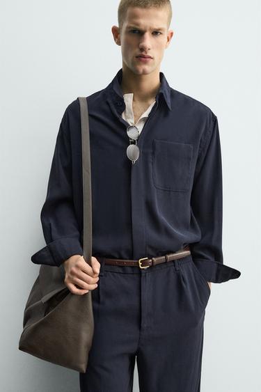 RELAXED FIT FLOWING SHIRT - Navy blue by Zara - Image 5
