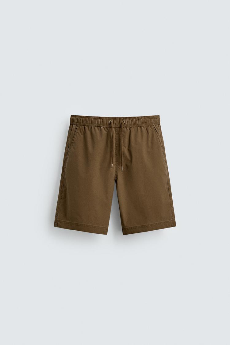 ZARA LONG WASHED STRIPED SWIMMING TRUNKS