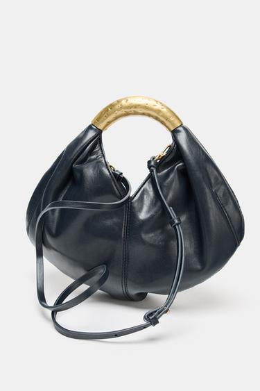 METAL HANDLE HANDBAG - Navy Blue by Zara