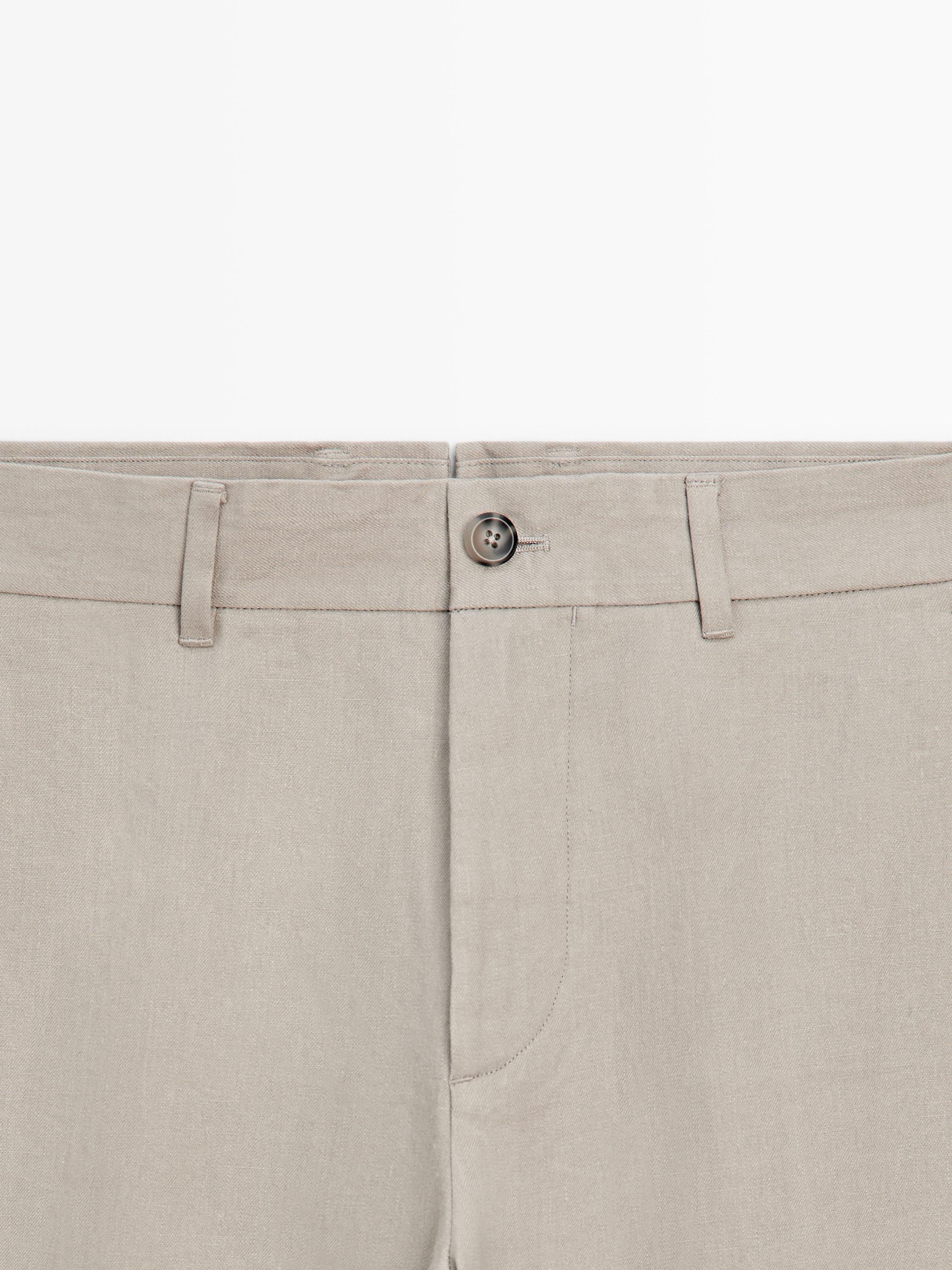 100% linen tapered fit trousers