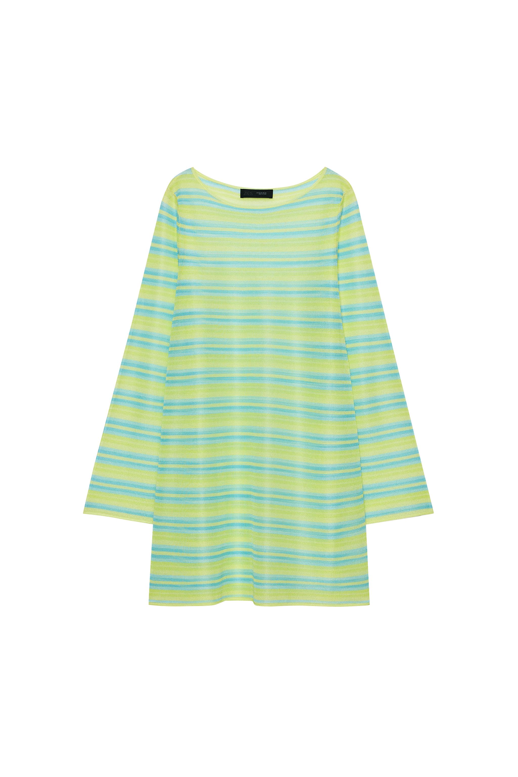 STRIPED KNIT MINI DRESS - Green | ZARA United States