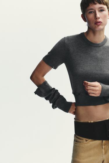 PULL AMOVIBLE EN MAILLE AVEC BOUTONS - Gris de Zara - Image 3