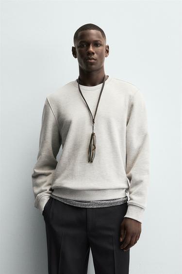 HEAVYWEIGHT CREW NECK SWEATSHIRT - SILVER UNIVERSE by Zara