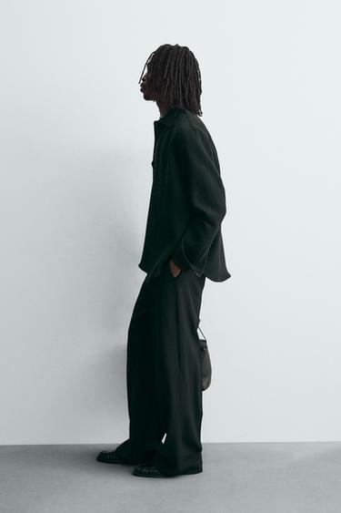 SURCHEMISE RELAXED FIT TEXTURÉE - Noir de Zara - Image 3