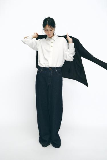 SATIN SHIRT WITH METAL BUTTONS - White by Zara