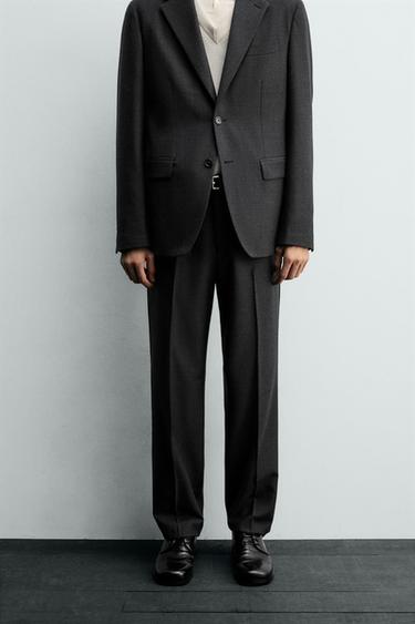 Zara 100% WOOL SUIT PANTS - Anthracite Gray