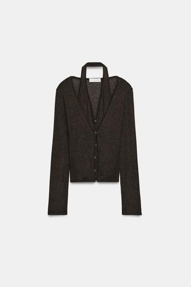 DOUBLE EFFECT JACKET TOP - Brown marl by Zara