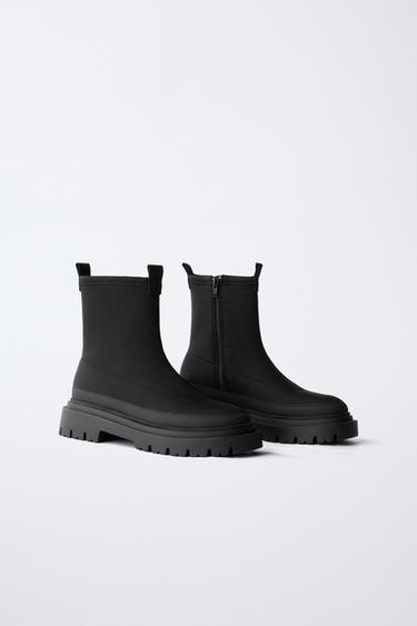 WATER REPELLENT SOCK ANKLE BOOTS - Black by Zara