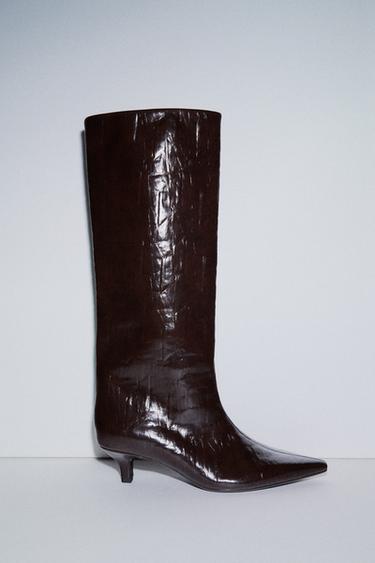 STIVALE CON TACCO KITTEN - Rosso bordeaux di Zara