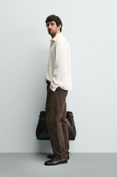 CONTRAST WAFFLE-KNIT RUGBY POLO SHIRT - Light beige by Zara - Image 3