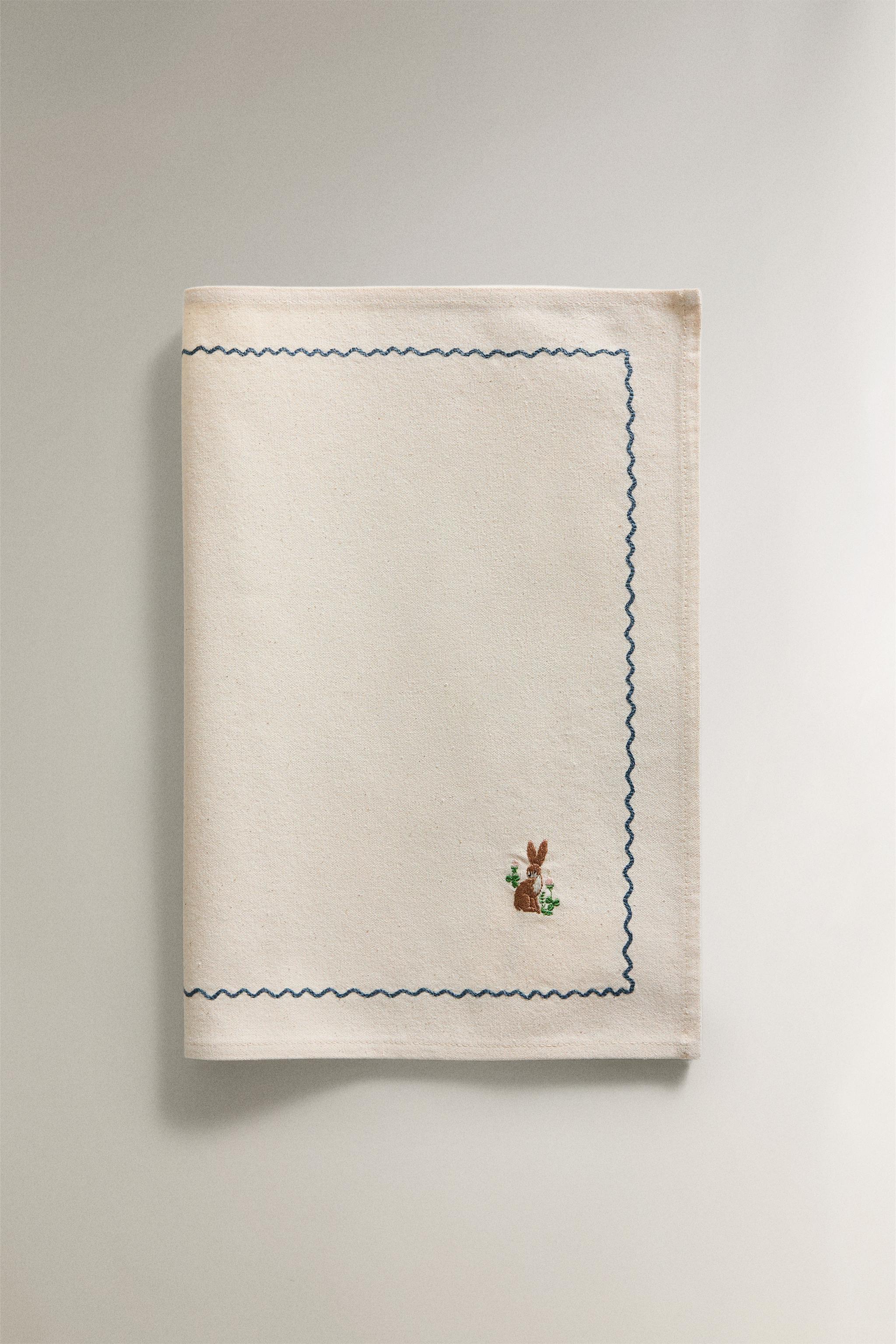 SET DE TABLE COTON BRODÉ LAPIN
