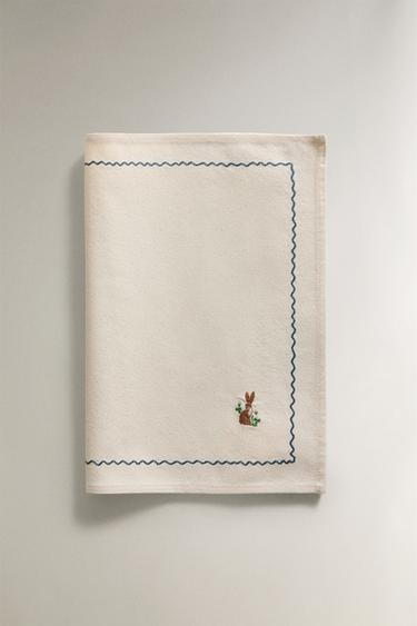 COTTON PLACEMAT WITH RABBIT EMBROIDERY - Blue by Zara - Image 1