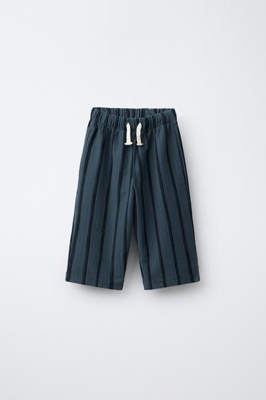 STRIPED STRAIGHT TROUSERS - Blue by Zara - Image 0