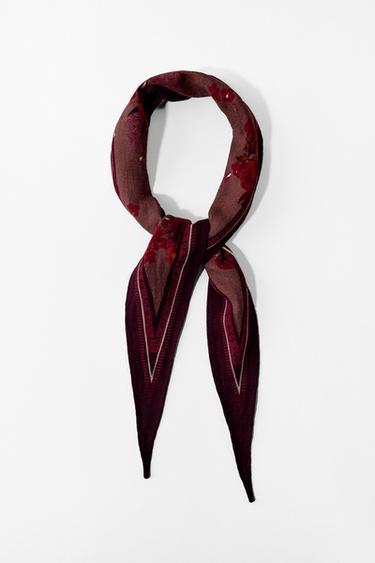 FLORAL PRINT BANDANA - Aubergine by Zara