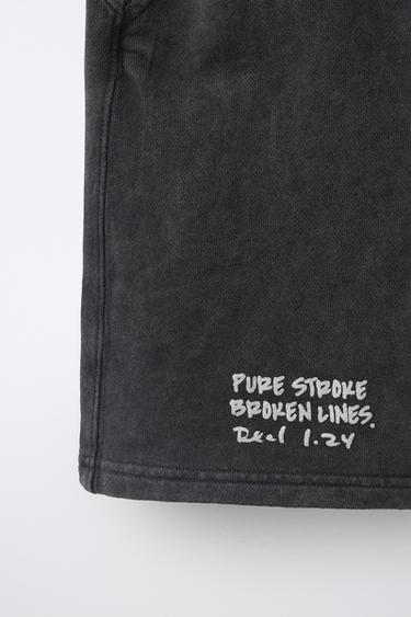 FADED-EFFECT TEXT BERMUDA SHORTS - Anthracite grey by Zara - Image 3