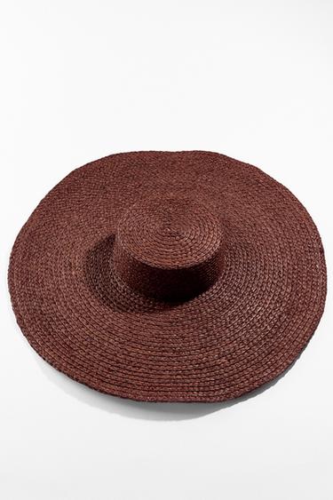 Zara RAFFIA PICTURE HAT - Brown