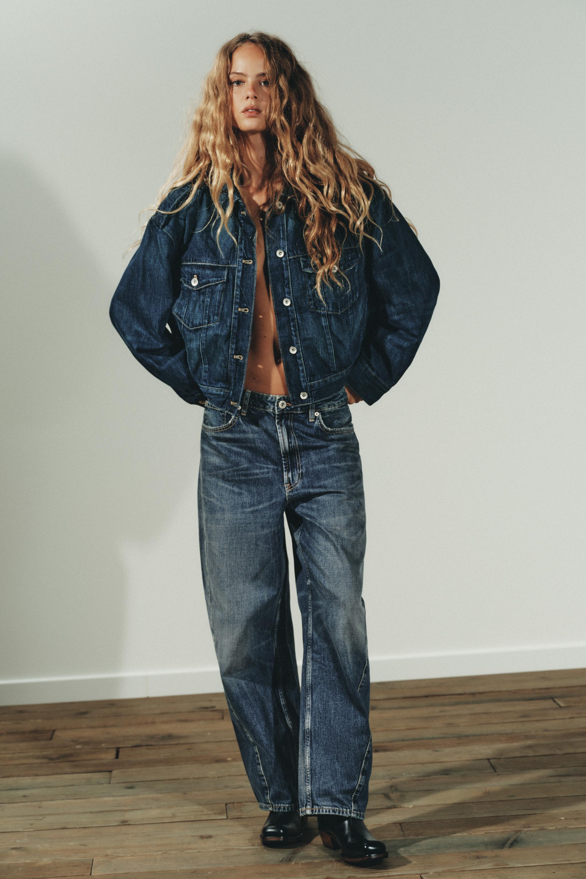 ZARAダークブルー デニムジャケット ベルト付き デニムジャケット – レディース | ZARA