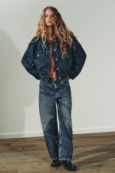 Zara TRF DENIM JACKET WITH TABS - Navy blue