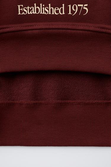 SWEATSHIRT AND JOGGERS WITH TEXT - Burgundy by Zara - Image 7