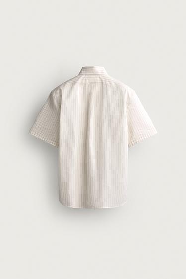 CHEMISE REGULAR FIT JACQUARD À RAYURES - Écru de Zara - Image 7