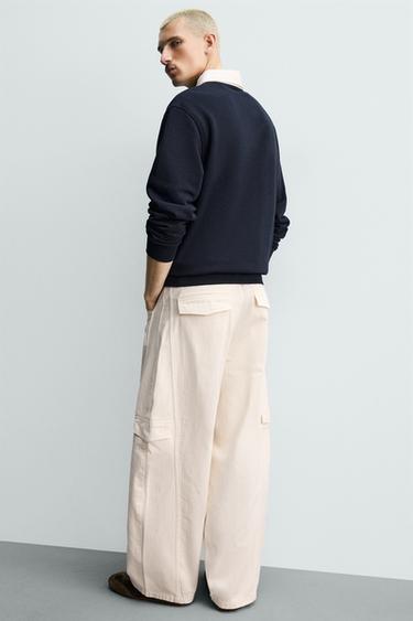BAGGY FIT CARGO TROUSERS WITH SEAMS - Ecru by Zara - Image 4