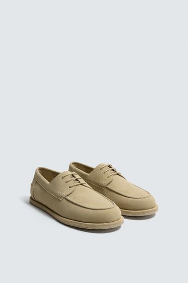 CASUAL LEATHER DECK SHOES - Ecru White by Zara