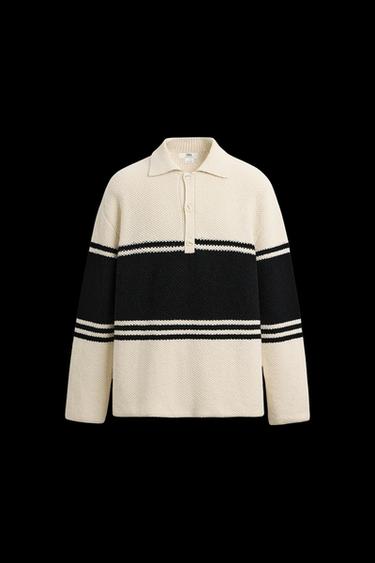 GESTREIFTES STRICK-POLOSHIRT LIMITED EDITION - Cremefarben von Zara - Bild 0