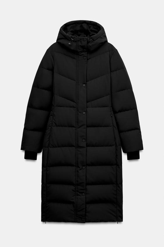 Zaras ANORAK 70% DUN 30% FJÄDER VATTENAVVISANDE VINDTÄT HUVA - Svart - Bild 0