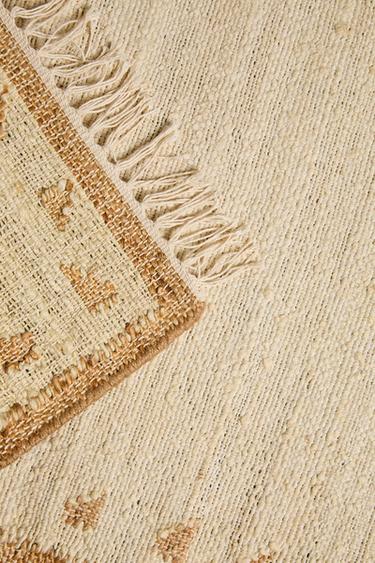 FRINGED COTTON AND JUTE RUG - White by Zara - Image 4