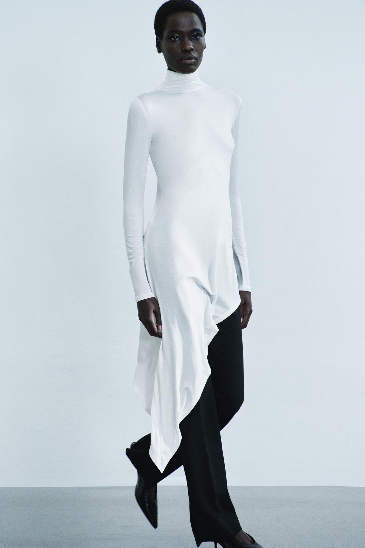ASYMMETRICAL LONG TOP — White
