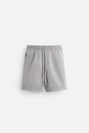 CELANA BERMUDA RELAXED FIT PUDAR - Abu-abu dari Zara