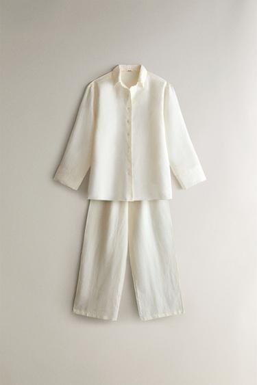 LONG SLEEVE LINEN SHIRT - Ecru by Zara - Image 3