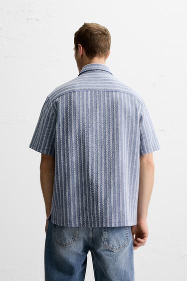 STRIPED JACQUARD SHIRT - Light blue by Zara - Image 2
