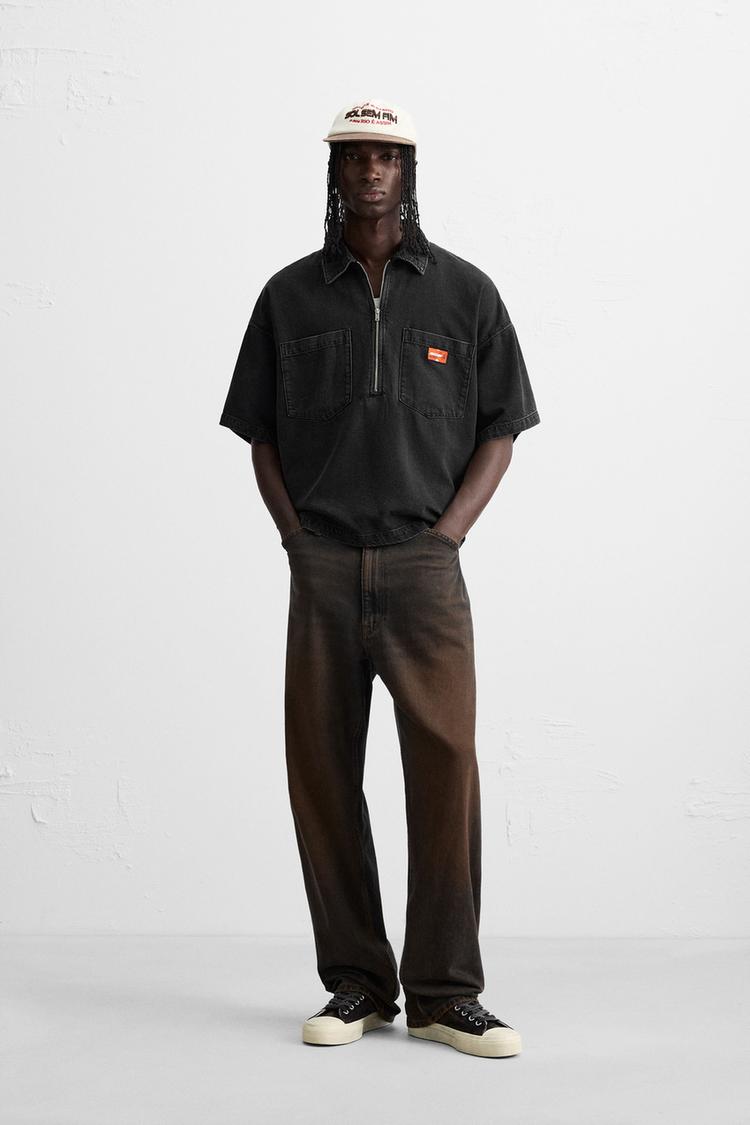 CAMISA POLO DENIM CREMALLERA Negro ZARA España