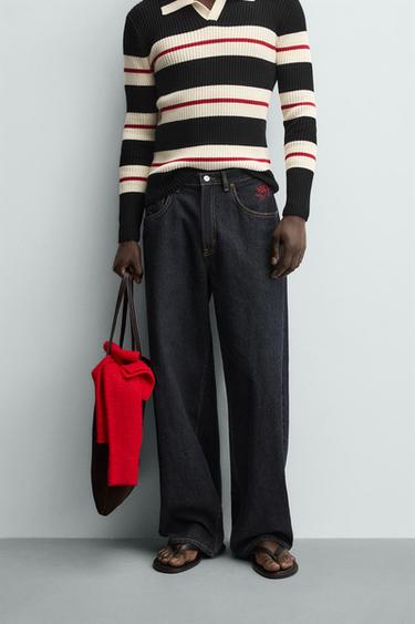 EMBROIDERED CUPID BALLOON FIT JEANS - Blue by Zara