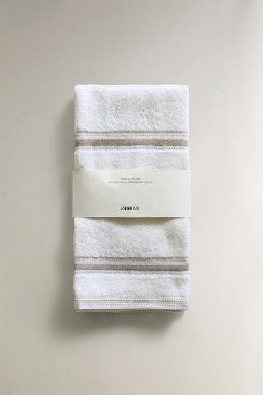 TORCHON COTON ÉPONGE BANDES - Marron / Taupe de Zara - Image 3