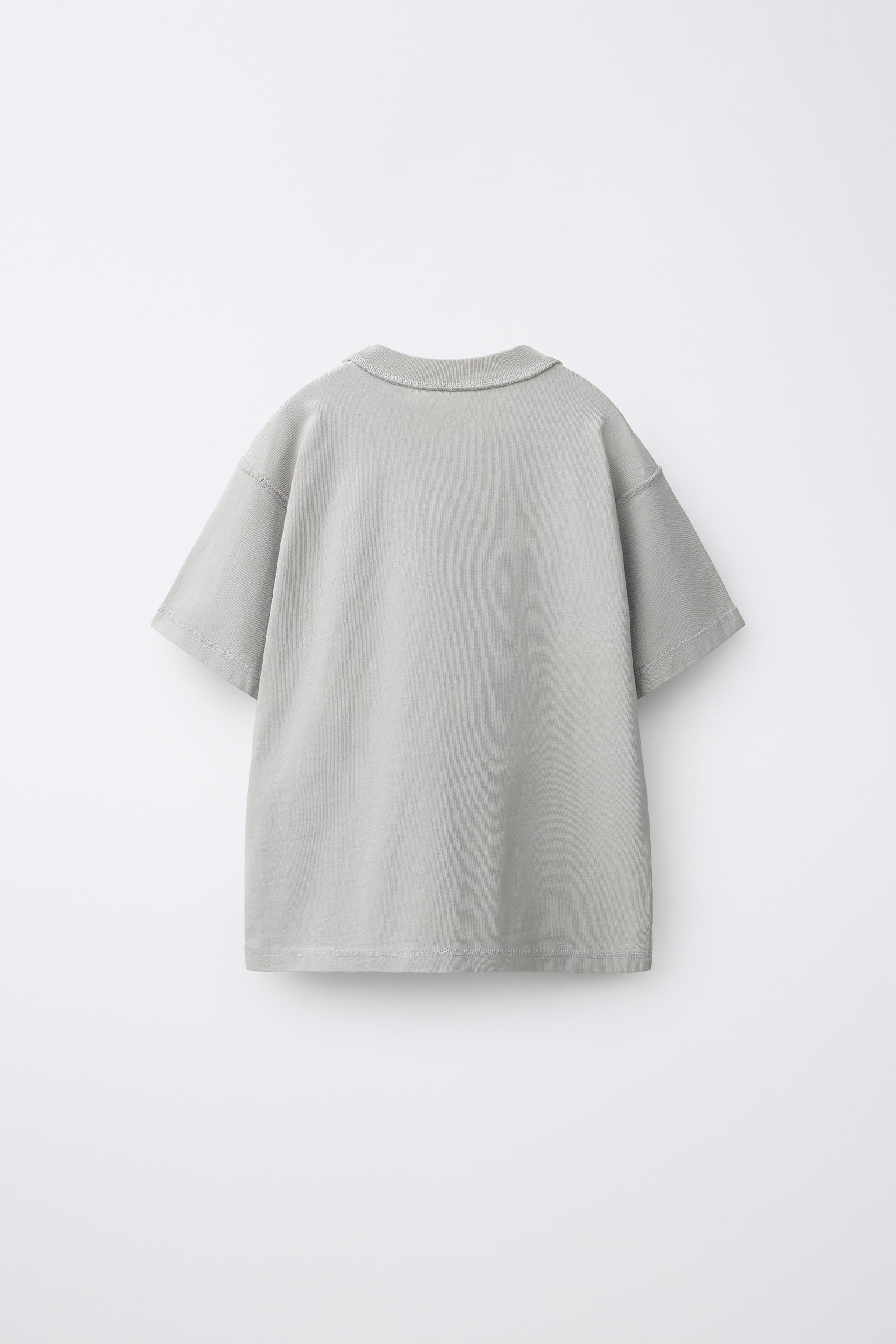 HEAVYWEIGHT EMBROIDERED TEXT T-SHIRT — Light gray