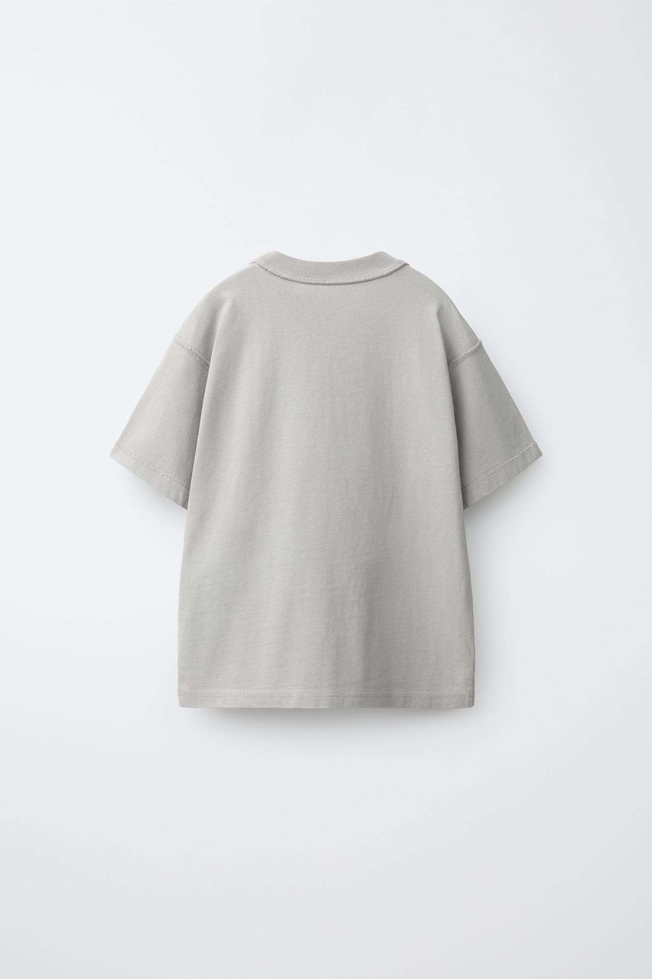 HEAVYWEIGHT EMBROIDERED TEXT T-SHIRT — Light gray