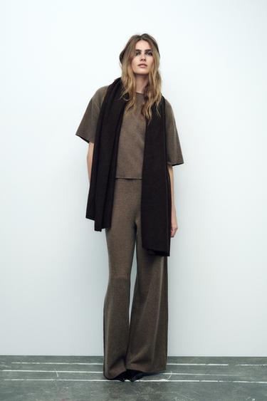 SOFT RIBBED TROUSERS - camel by Zara - Image 0