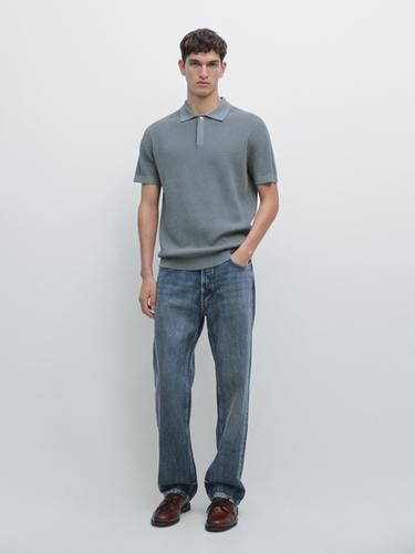Polo punto estructura algodón - Turquesa medio de Zara - Imagen 0
