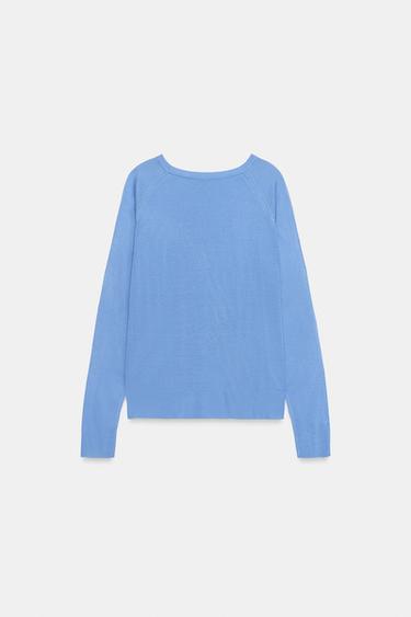 PULL BASIQUE EN MAILLE FINE - Bleu chiné de Zara - Image 8