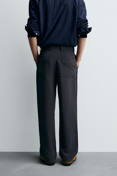 PANTALON FLUIDE STRAIGHT FIT - Bleu marine foncé de Zara - Image 2