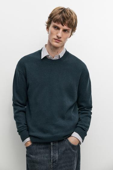 Cashmere round neck knit sweater — Duck blue 2